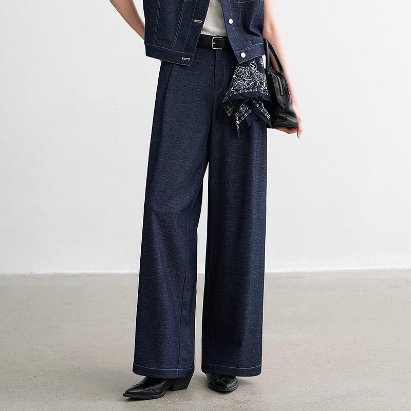 Chuyu Women's Faux Denim Workwear Two-Piece Set