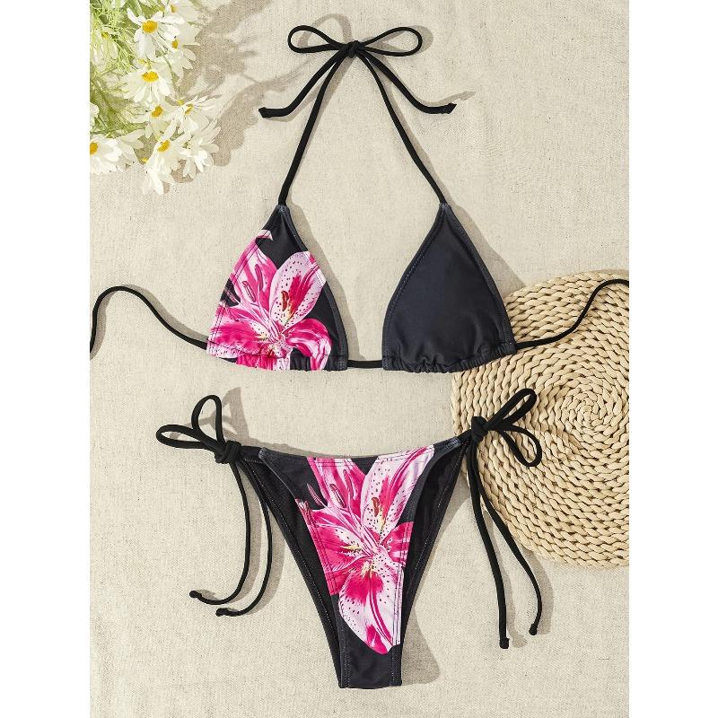 Women's Two Piece Bikini Set 2026 Sexy Triangle Push Up Swimsuit, Floral Print Bathing Suit Beach Swimwear