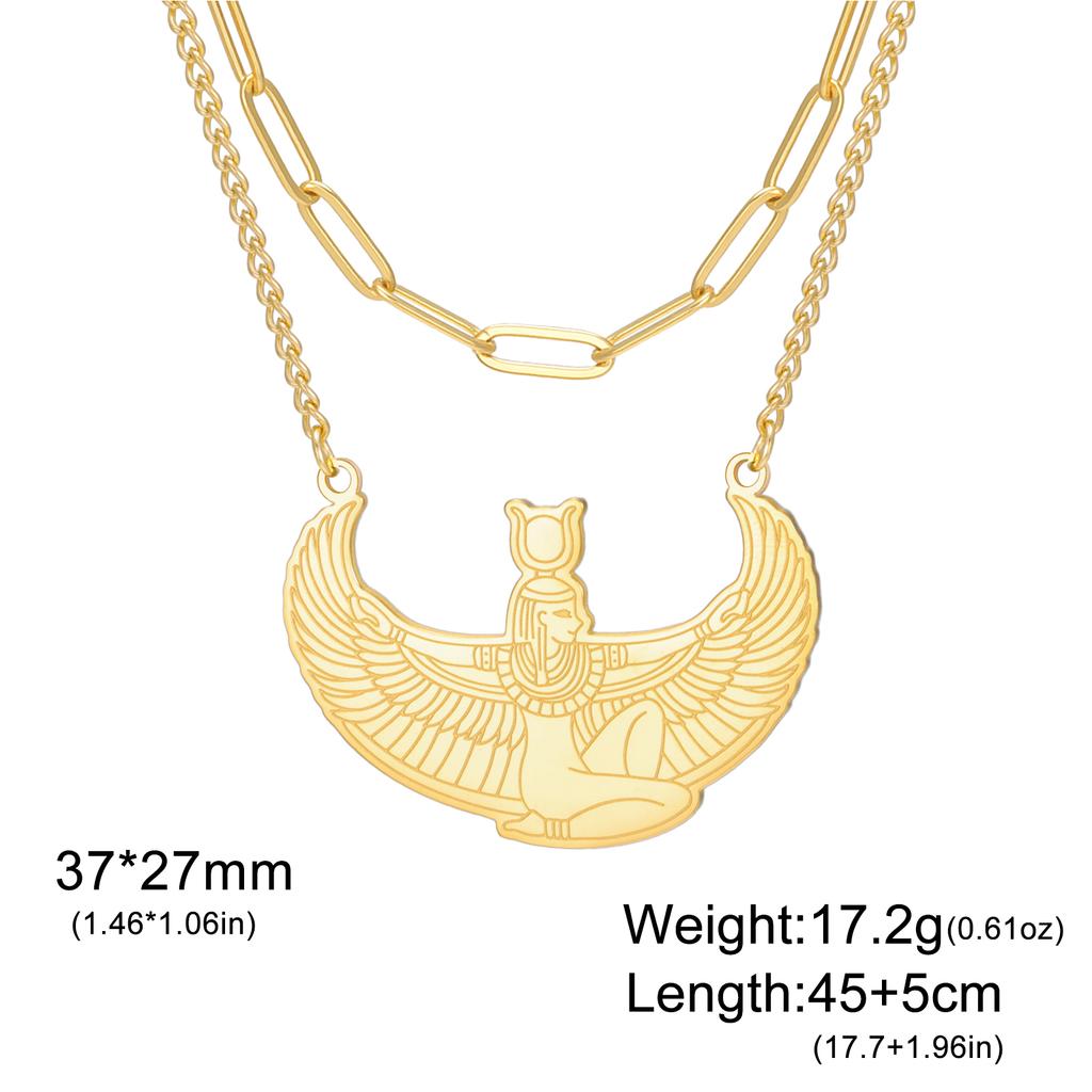 Jeshayuan Ancient Egyptian Goddess Isis Necklace Stainless Steel The Wings of the Goddess Isis Necklace Jewelry Gift