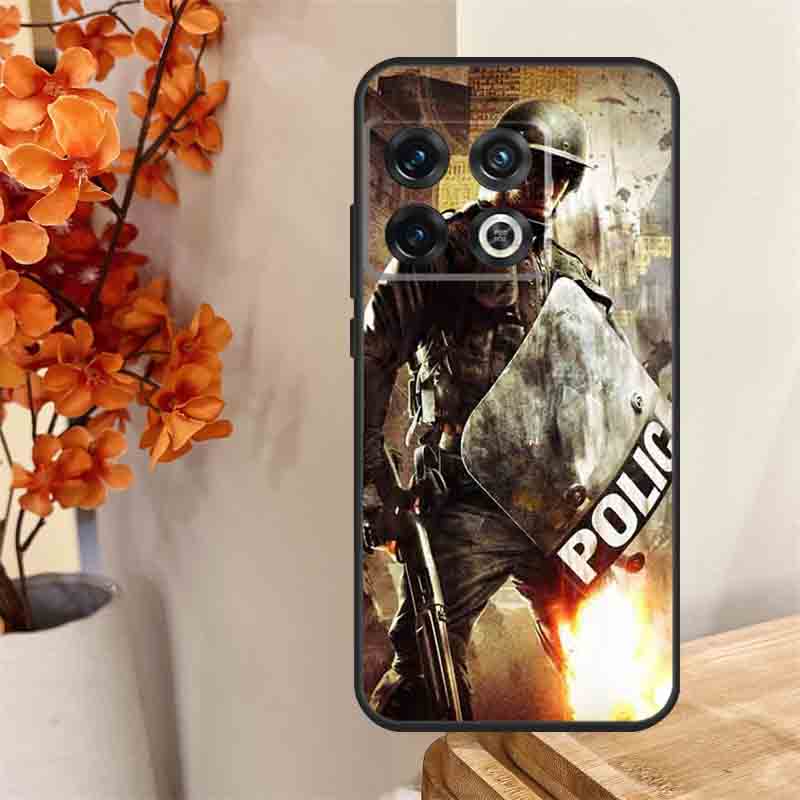 Police Funda For OnePlus 13 13R 12 12R 11 10 Pro 8T 10T OnePlus Nord 4 CE 2 3 Lite N30 N20 N10 Case