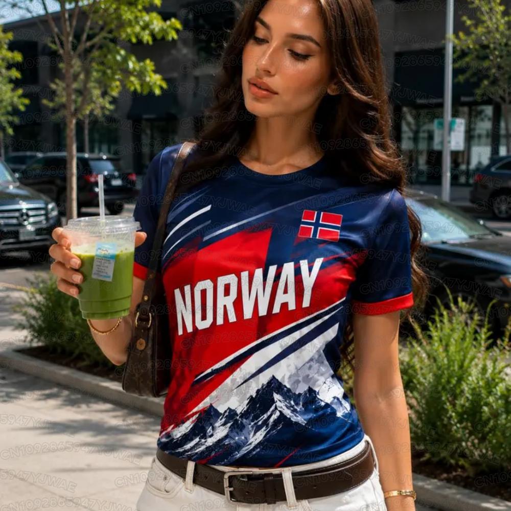 Léto 2026 Nový dámský pánský fotbalový dres Krátký rukáv Dres Norská vlajka Č. 9 HAALAND Potisk Tričko