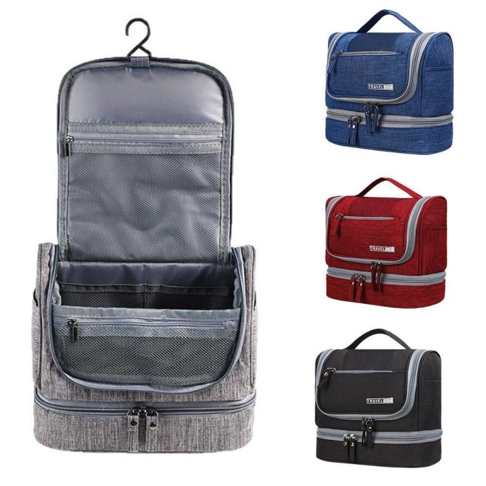 Solid Color Cosmetic Bag Multifunctional Toiletry Bag Fashion Hanging Makeup Bag Unisex