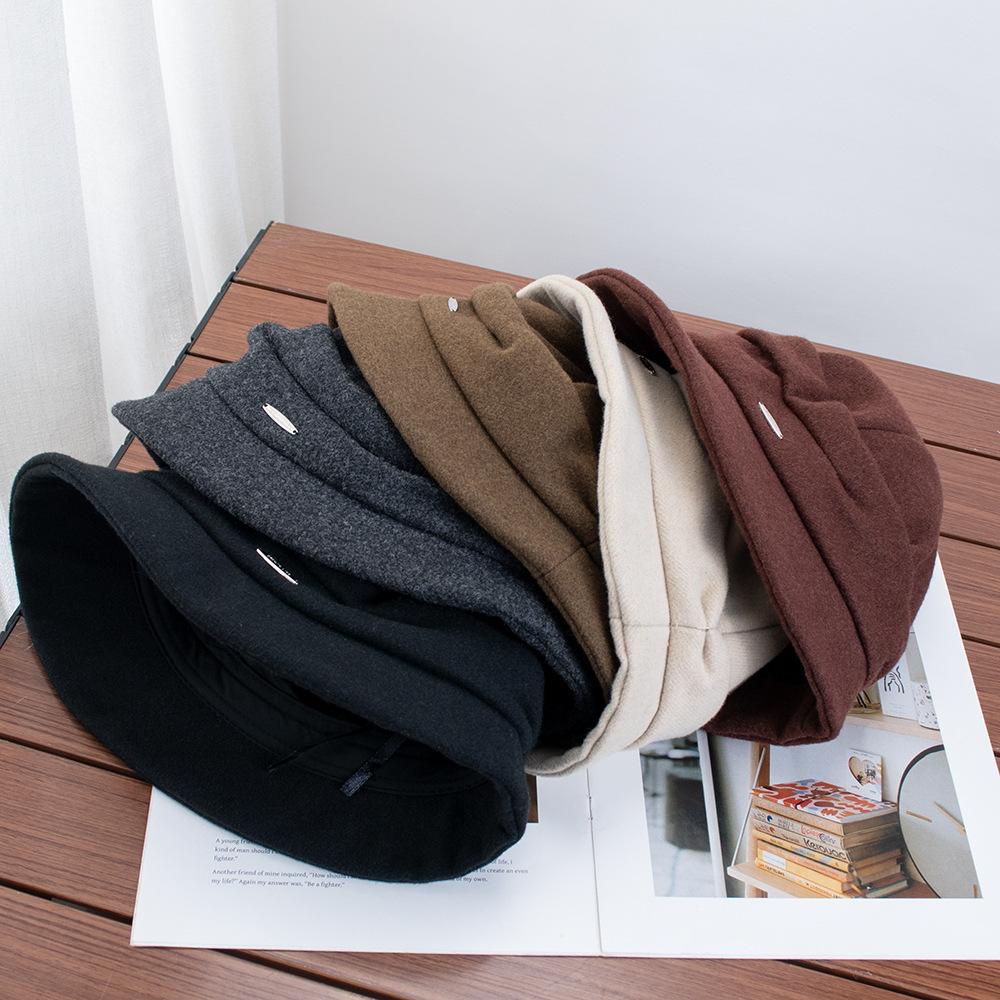 Folded short brim woolen fisherman's hat children autumn and winter versatile show face small retro literary temperament basin hat tide