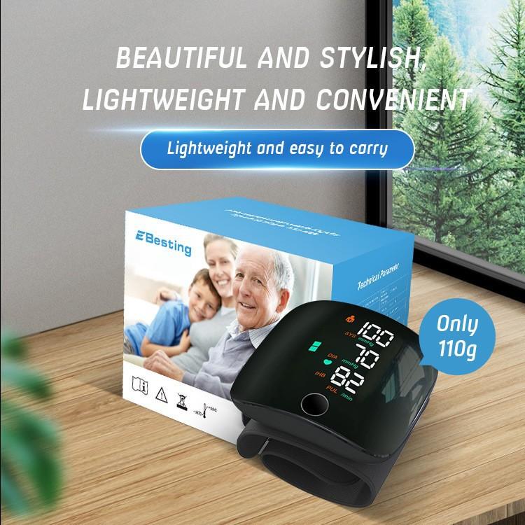 Dobíjecí zápěstní krev s LED obrazovkou Hlasový inteligentní dotykový digitální automatický monitor krevního tlaku Monitor srdeční frekvence Pulz Monitor krevního tlaku