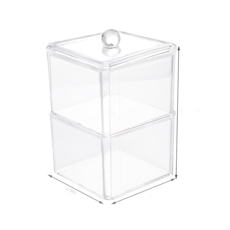Acrylic Stackable Swab & Jewelry Box with Lid – 1/2/3 Layers, Transparent Rectangular Design