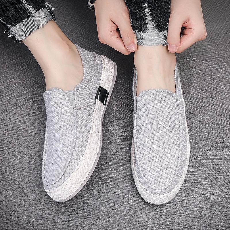 Linen cloth shoes men's old Beijing men's lazy people pedal casual canvas shoes men can step on heel men's shoes in summer