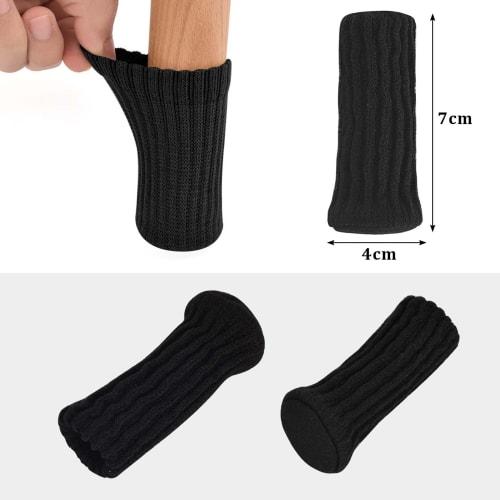 16-Pack Chair Leg Covers, Double-Layer Knit with Silicone Interior, Anti-Slip, Quiet, Scratch-Resistant, Anti-Slip, Earthquake-Proof, for Square and R