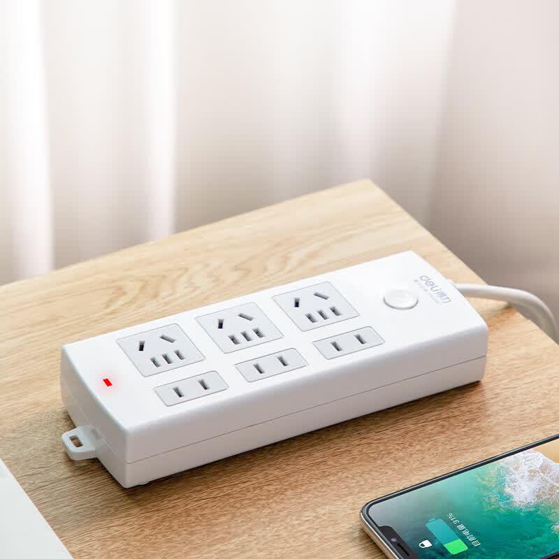 Deli 6-Outlet Power Strip with Master Switch