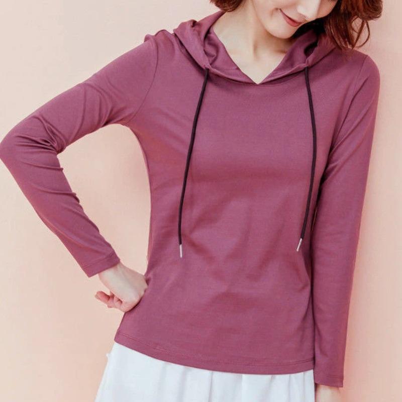 Hooded Sweatshirt Pullover Spring and Autumn Thin Long-sleeved Women's New Solid Color Bottoming Shirt Top