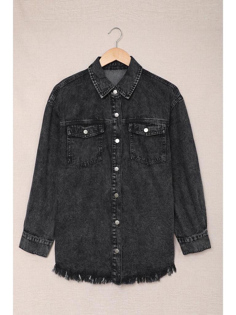 Women's Autumn/Winter Washed Denim Jacket - Loose Fit, Versatile, Single-Breasted, Long-Sleeved Top