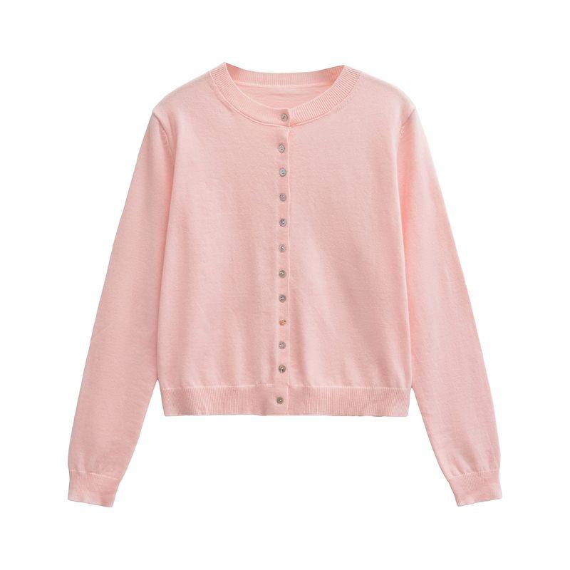 Kaslead New Arrival Women's Clothing Fashion Style Fashion All-Match Minimalist round Neck Long Sleeve Knitted Coat 2893118
