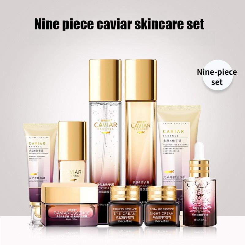 Nine-piece Set Caviar Anti-Wrinkle Collagen Anti-Aging Firming Lift Fade Fine Lines Moisturizing Smooth Brighten Skin Care Products