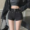 High Waist Slim Straight Black Rivet Casual Shorts for Women - Summer American Style Skinny Jeans