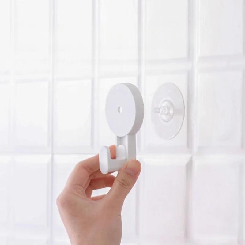 1/2pcs No-Drill Strong Suction Cup Hooks, Removable Mop Rack, Bathroom Wall Adhesive Hooks