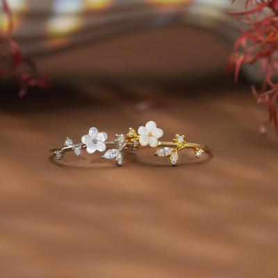 Silver Art Origin S925 Sterling Silver Adjustable Flower Ring for Women - Stylish Daily Wear & Travel Pinky Ring