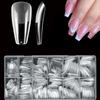 600 Medium Almond-Shaped Nail Tips, Almond X Gel Nail Tips, Transparent False Nails, Full Cover Acrylic Nail Tips for Nail Extension