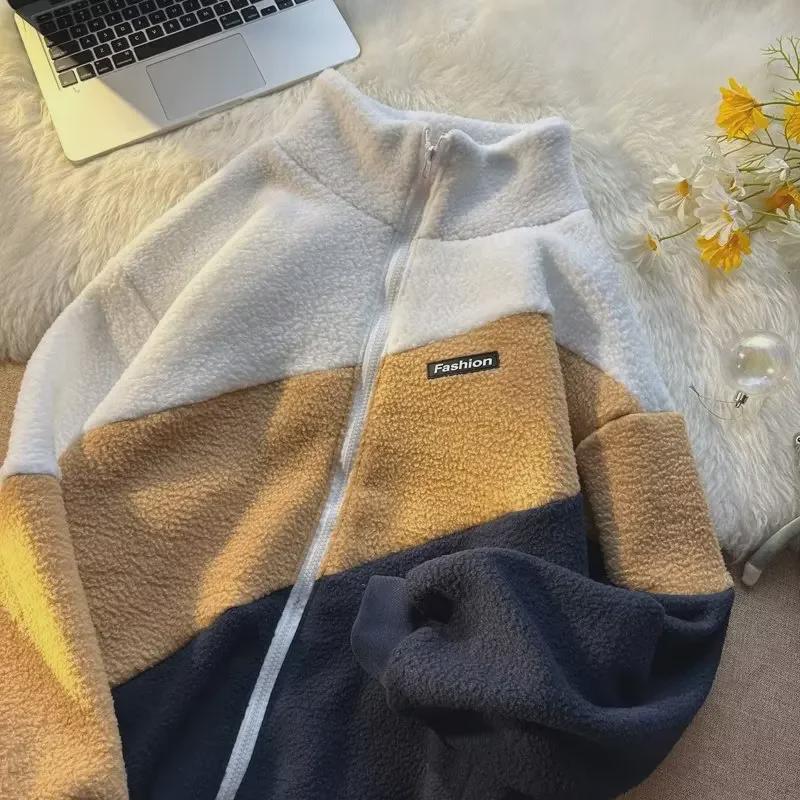 Koreanische Lammfell-Baumwolljacke für Herren – Herbst-/Wintertrend, lockere Passform, vielseitig für Studenten.