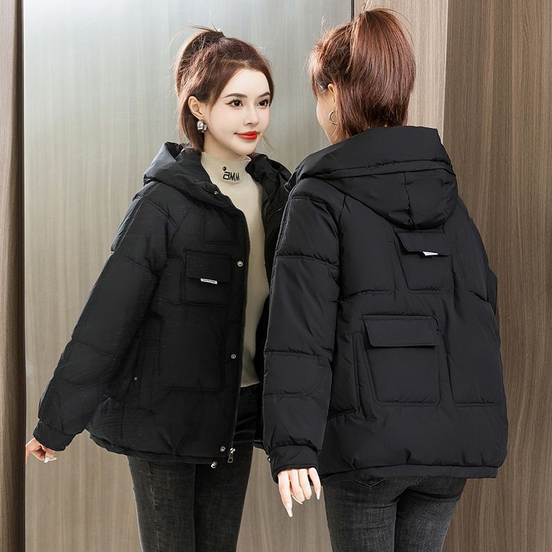 Plus size cotton-padded clothes women's new short winter loose cotton-padded clothes hooded cotton-padded jackets trendy