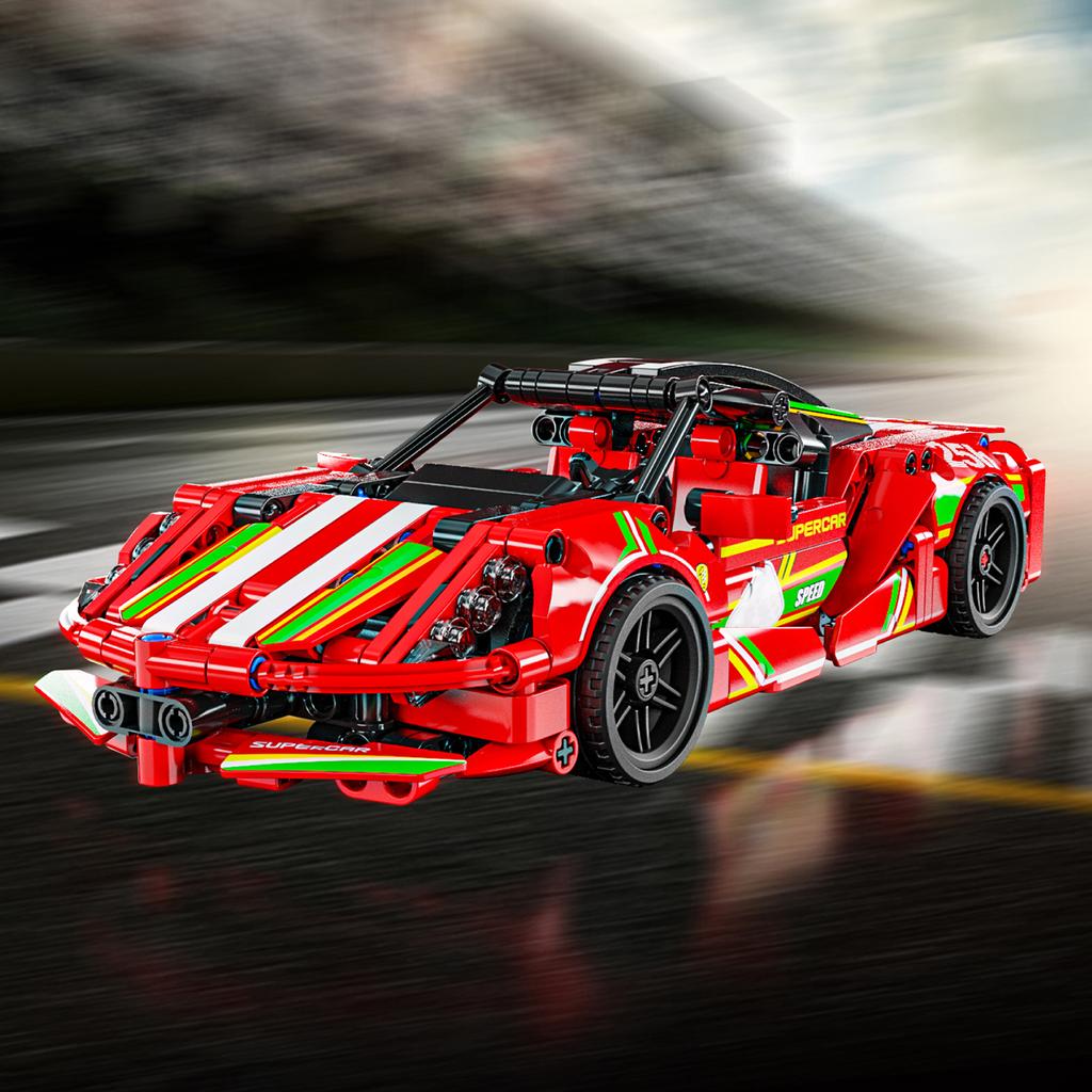 Non-Toxic 401Pcs Building Blocks Toy Sports Car Model Pull-Back Cars Assembly Brick Set Educational Toys Desktop Decoration Christmas Gift