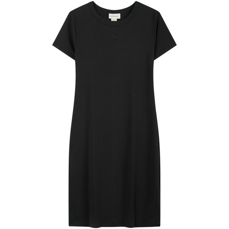 

Calvin Klein Casual Letter Embroidered Ribbed Slim Fit Short Sleeve Dress Women Dresses 47B266G S