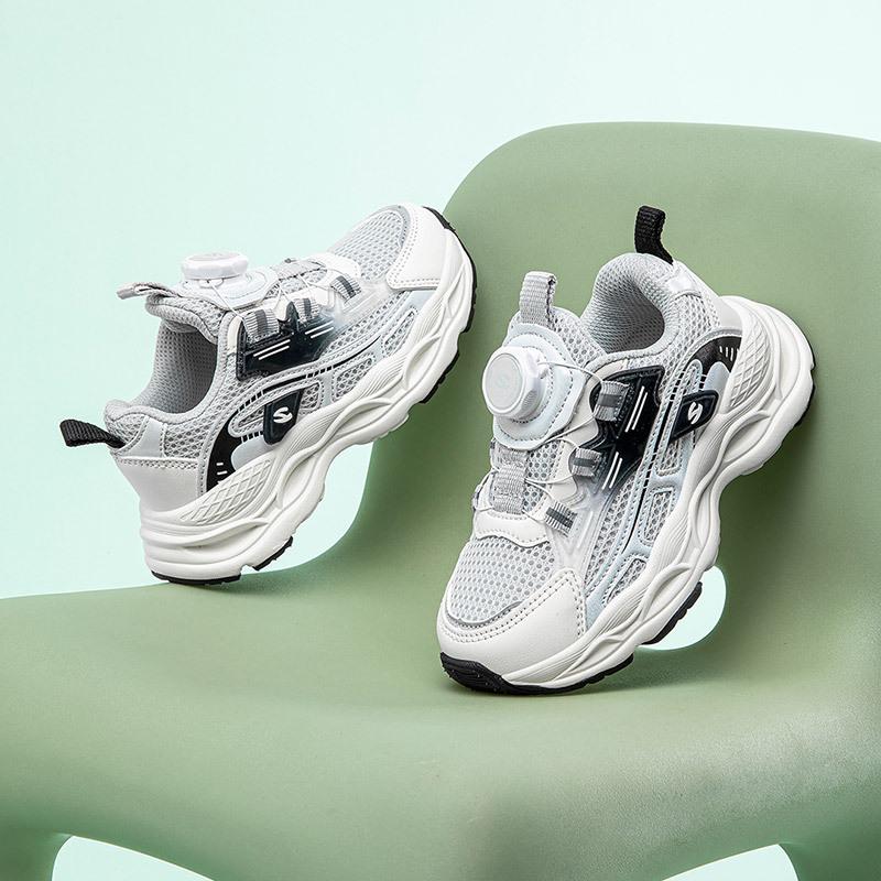 Kids Breathable Mesh Sneakers Rotary Buckle Chunky Lightweight Sports Shoes Casual Walking Running Shoes For Boys Girls Spring Autumn