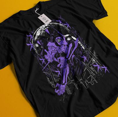 Neon Genesis Evangelion T-Shirt Eva Einheit 01 Japanisches Schwarzes Anime-Shirt Alle Größen