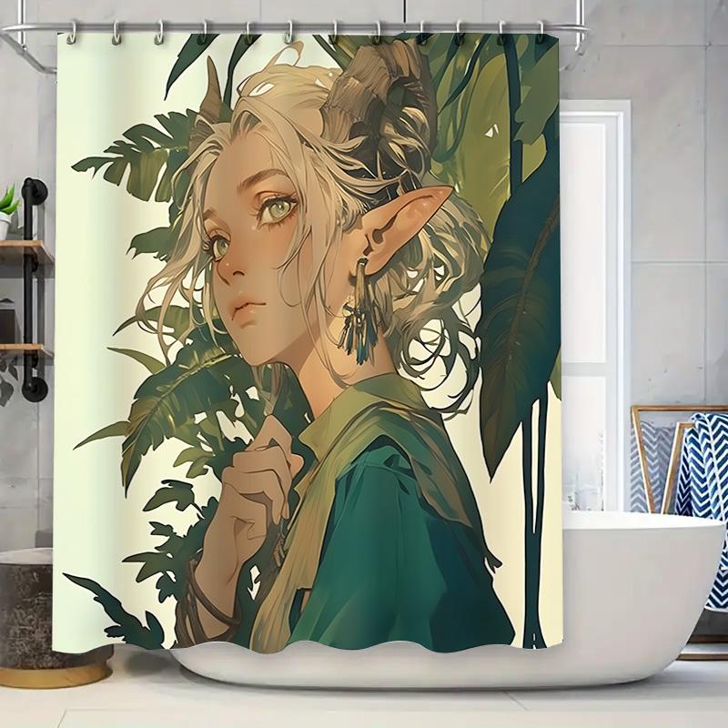 

Magic Forest Elf Woman Artistic Shower Curtain For Home Decor - Unique And Elegant Design Suitable For Wet And Dry Separation W60H190(CM)-1 Pcs