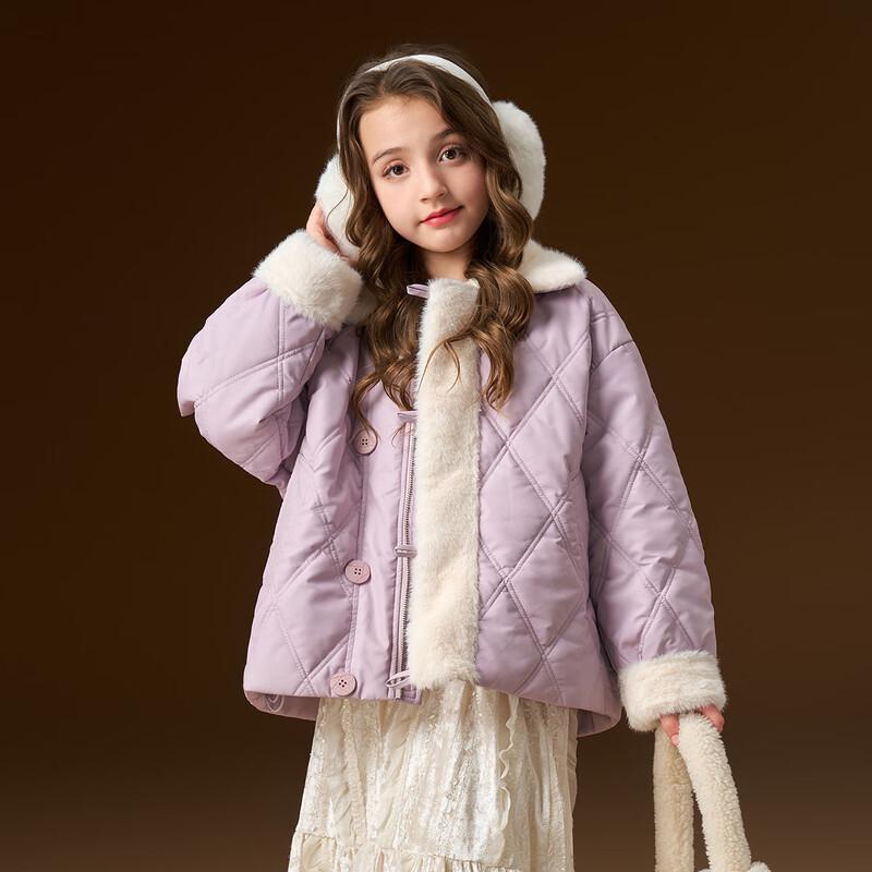Mongtagut Girls' Winter Quilted Padded Jacket with Fleece Collar