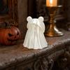 Halloween Ghost Figurine 3D Printed Frog Statue, Spooky Figurine, White Statue Cartoon Decorative Sculpture for Holiday Party Desktop