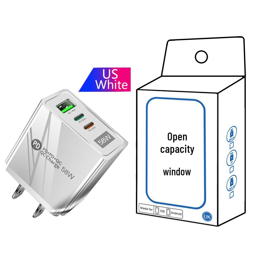 58W Dual Fast Charger with 2PD + QC3.0 for EU, US, UK, KR, AU