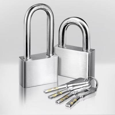 304 Stainless Steel Door Lock Padlock Silver with 4 Keys Antirust Street Lock Anti-theft Heavy Duty Solid Lock