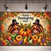 Happy Thanksgiving photo backdrop, autumn harvest, pumpkin, maple leaf, fall party decor648