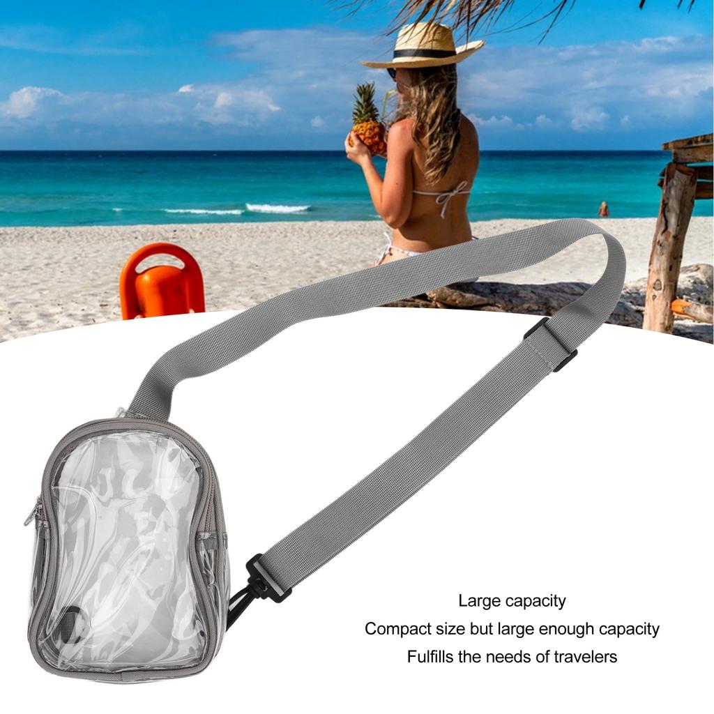 Transparent Shoulder Bag Fashion Large Capacity Waterproof Clear PVC Shoulder Bag for Daily Work Travel Beach Grey