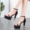 High heels and sandals are popular in summer Europe, America and other regions. Sexy high heels thick heels open-toed shoes