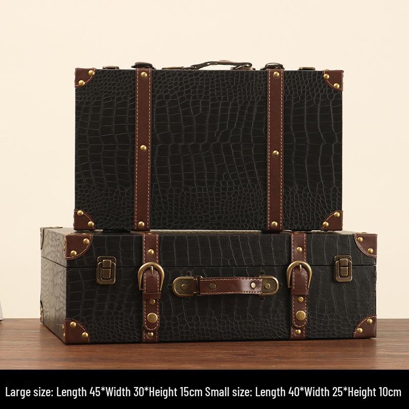 Vintage American Retro Leather-Wooden Suitcase Display and Photography Prop