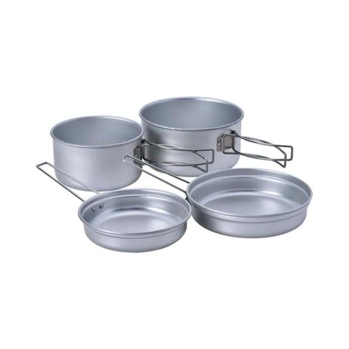 Snow Peak Aluminum Personal Cookware Set Solo, Shallow, with Bag, Pot, and Pan for Camping & Hiking