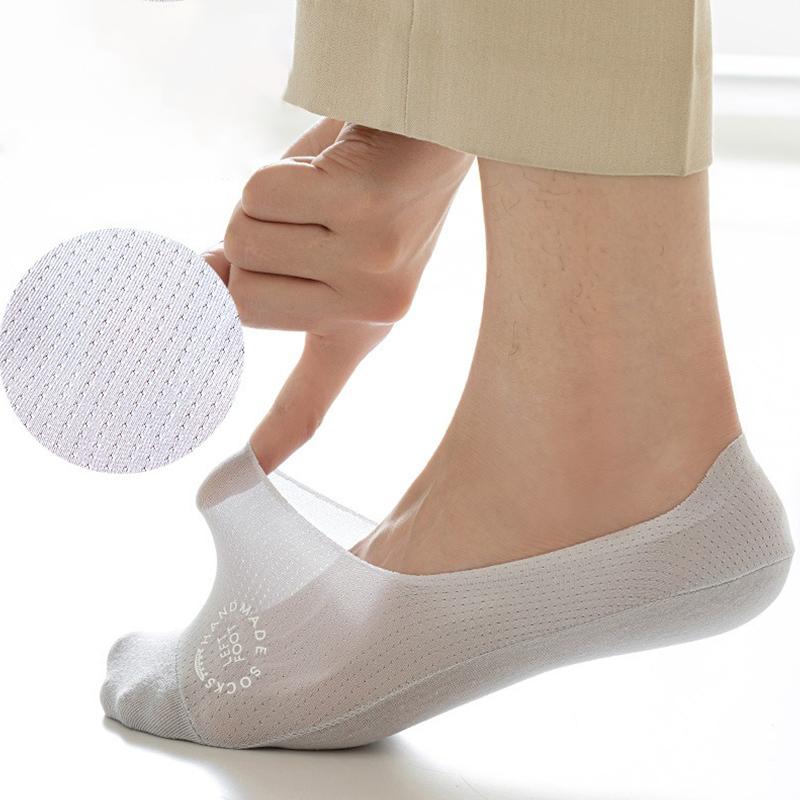 Men's Invisible Low Cut Cotton Socks Casual Breathable Silicone Non-slip Comfortable Bottom Mesh Socks