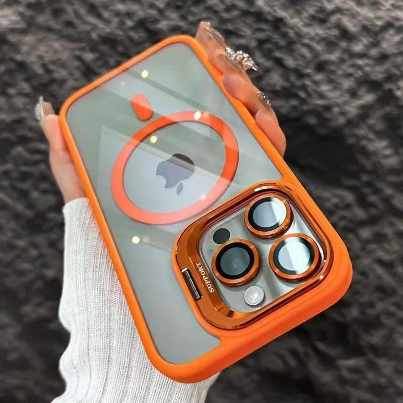 iPhone 16 PRO Magnetic Lens Holder Case, Transparent Acrylic, Anti-Fall, also fits iPhone 15/14.