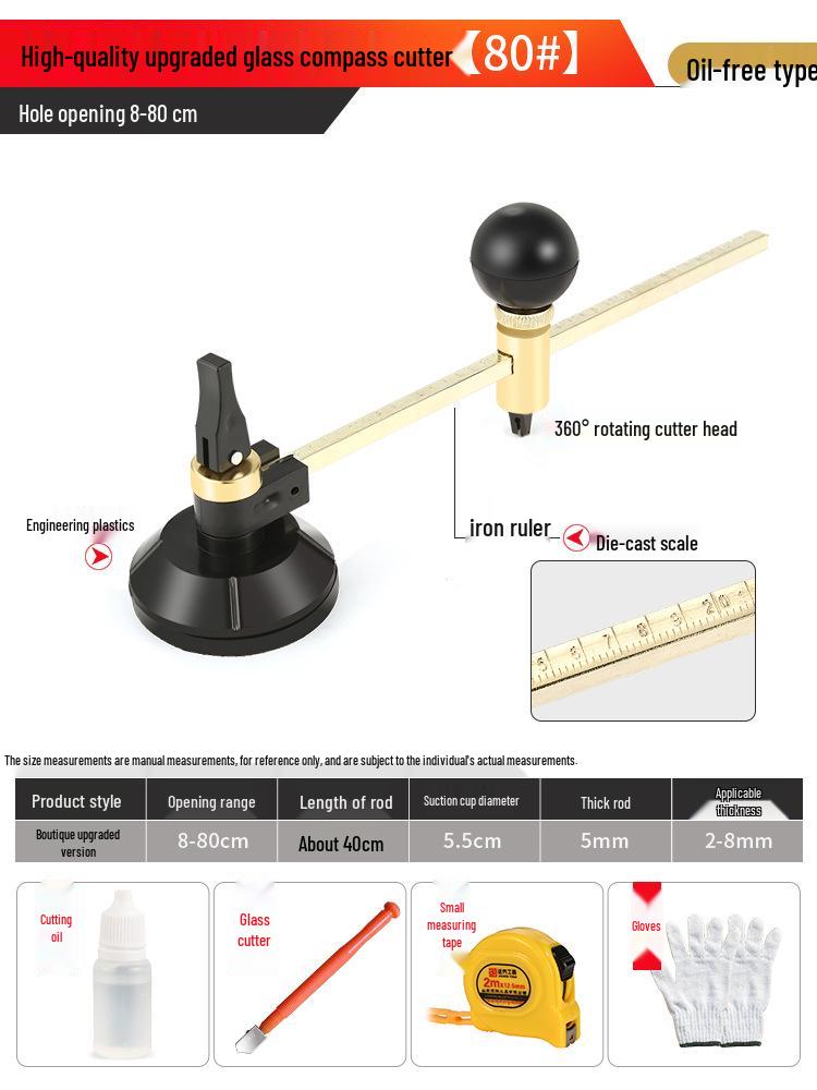 Circular Glass Cutter: Precision Tool for Drawing and Cutting Round Holes