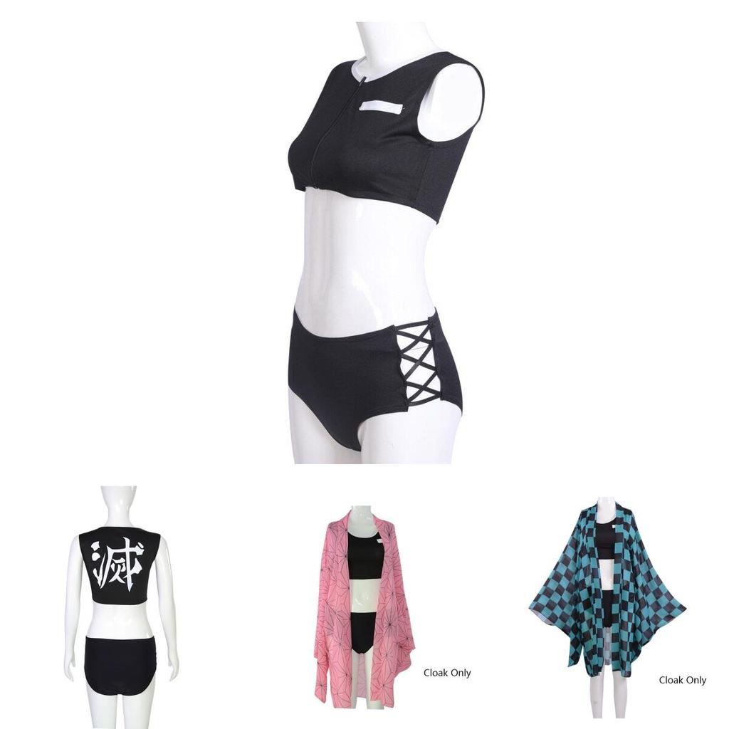Adorable Demon Slayer Kimetsu No Yaiba Beach Cosplay Bikini Swimsuit Set Featuring Shinobu Kocho