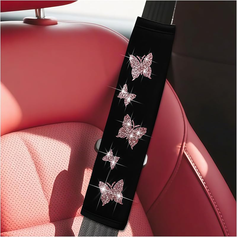 2PCS Car Seat Belt Covers, Polyester Fiber Vehicle Seatbelt Cushion Pad Protector, Automotive Safe Strap Cover Pad Help Protect Neck And Shoulder,