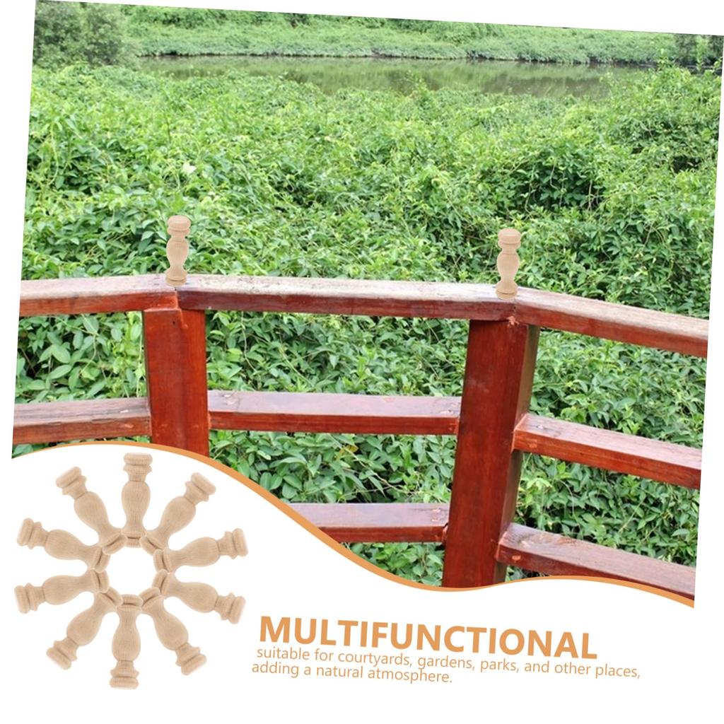 HOMSFOU Unpainted Solid Wood Round Column Spindles for Small Roman Columns for DIY Furniture x x 10-Piece Baluster, Staircases, Crafts, 2.4" 0.7" 0.7"