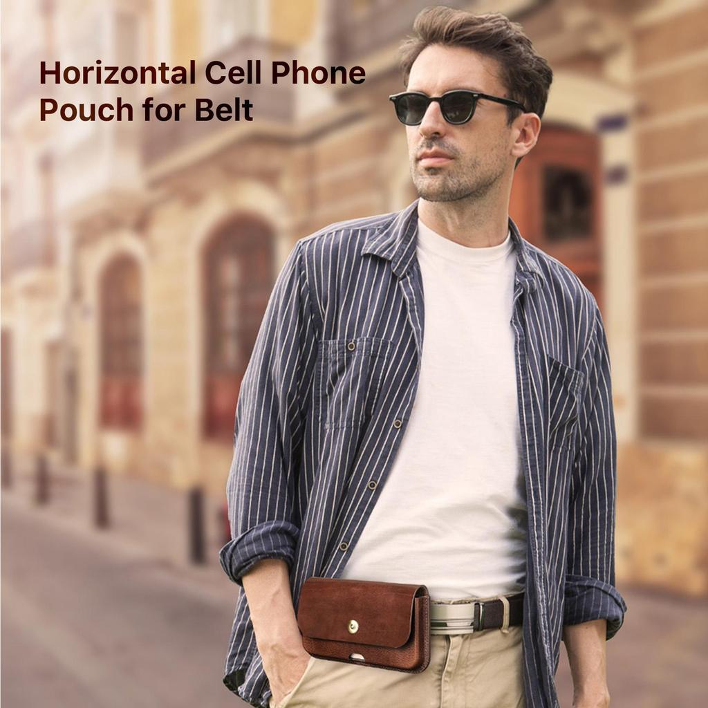 CONTACTS FAMILY Echtleder Herrentasche für 6,9 Zoll Handy, kleine Hüfttasche, Gürteltasche, Handytasche