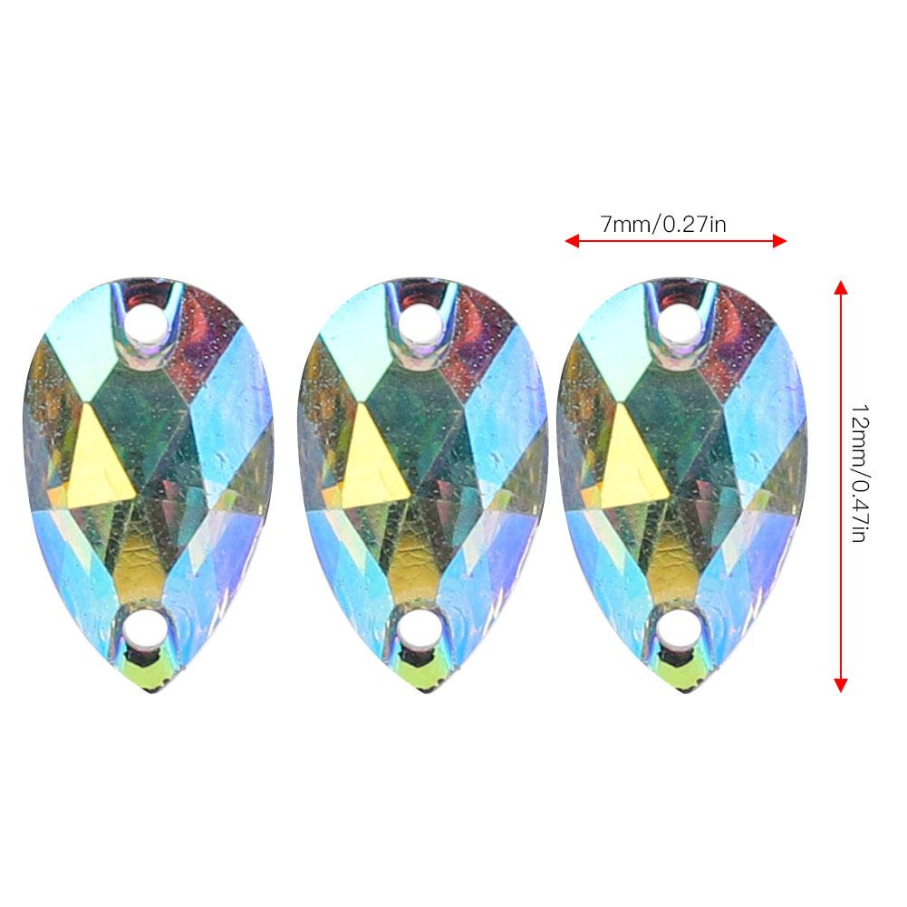 200 Pcs   Bd Acrylic Resin Drip Sewing Rhinestone Buttons 7x12mm Shoe Decoration less thanbr(  Coloured )