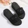 Women's Fashion Plus Size Platform Slide Sandals with Rhinestone Butterfly Decoration Thick Sole Comfortable Casual Footwear