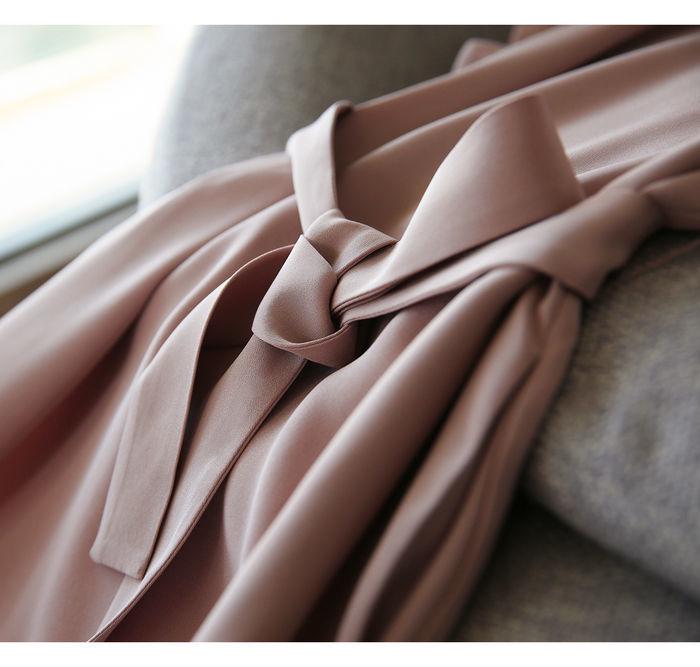 Elegant Mist Pink Lace A-Line Midi Dress with Short Sleeves for Spring & Summer