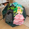 1PC Witch Princess Automatic Open/Close Umbrella with Windproof, 8-Rib Sturdy Canopy, Durable Ribs, Fashionable Design, Outdoor Accessory, Fun Prin, H