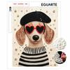 Kreatives DIY-Perlenkunst-Set mit Rahmen im stilvollen französischen Hundemuster, glitzernde Perlenleinwand, fertig zum Aufhängen, entspannendes Geschenk für Erwachsene