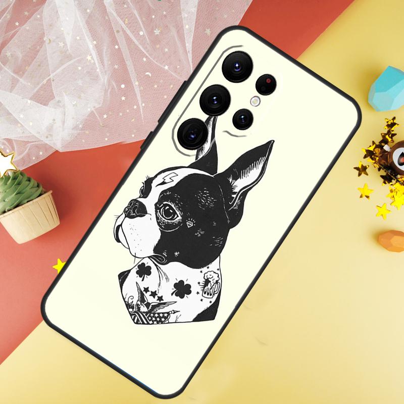 Boston Terrier Dog Case For Samsung Galaxy S23 Ultra S24 S22 S20 S21 FE Note 10 20 Ultra S8 S9 S10 Plus Cover