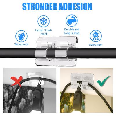 Hooks for Outdoor String Lights Clips: 54Pcs Heavy Duty Cable Clips with Waterproof Adhesive Strips for Hanging Christmas Light